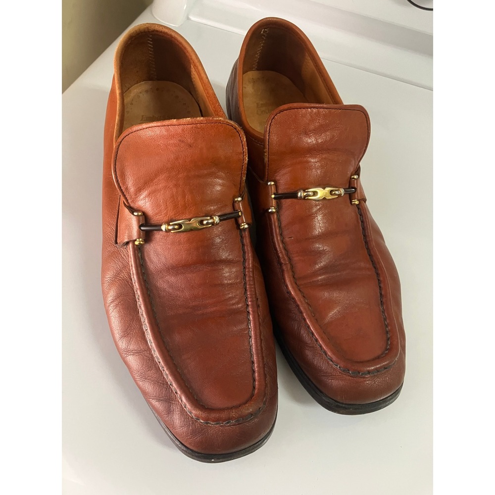 Hanover Embassy Collection Mens 9.5 D/B Cognac Brown Leather Bit Loafers USA